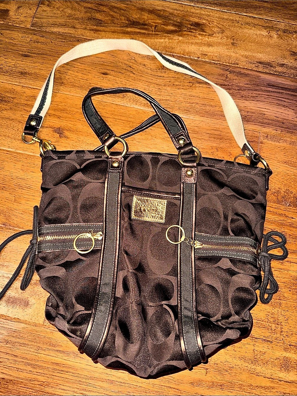 Vintage Coach Poppy Signature Sateen Spotlight Brown Tote
